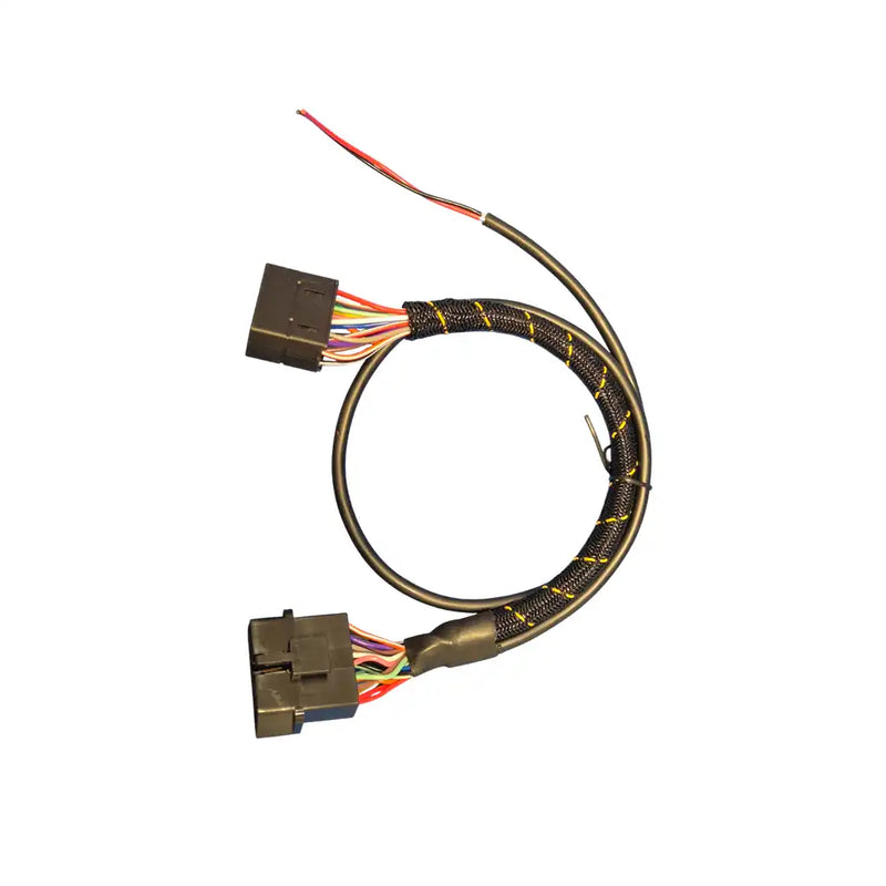 16-pin OBD2 splitter cable with open-ended red and black wires for GPS tracker wiring, 600mm length with 300mm splitter.