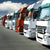 Row of parked trucks in a fleet yard, representing GPS tracking and fleet management solutions for transport and logistics in Perth.