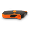 Side view of the Meitrack P99L GPS tracking device with the SIM card slot cover open, showing connectivity features.