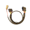 Durable braided OBD2 splitter harness with open-ended red and black wires for GPS trackers, telematics, and diagnostics installs.