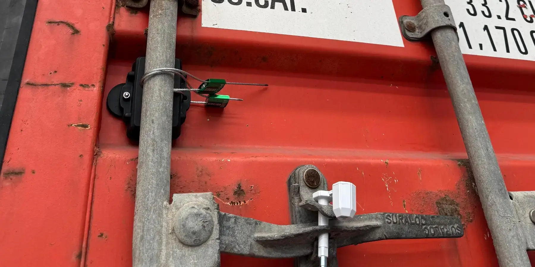 Oyster global Battery-powered GPS tracker on shipping container secure container tracking with Keep Track GPS.
