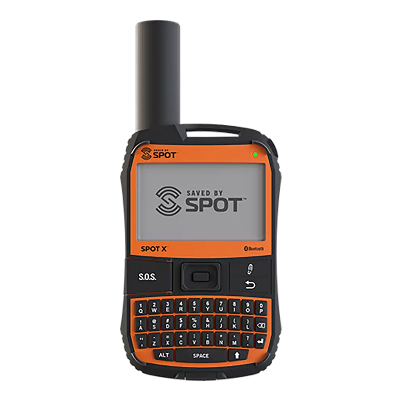 SPOT X GPS satellite tracker showing full messaging and navigation display, ideal for remote travel, off-grid adventures, and safety tracking in Australia and WA